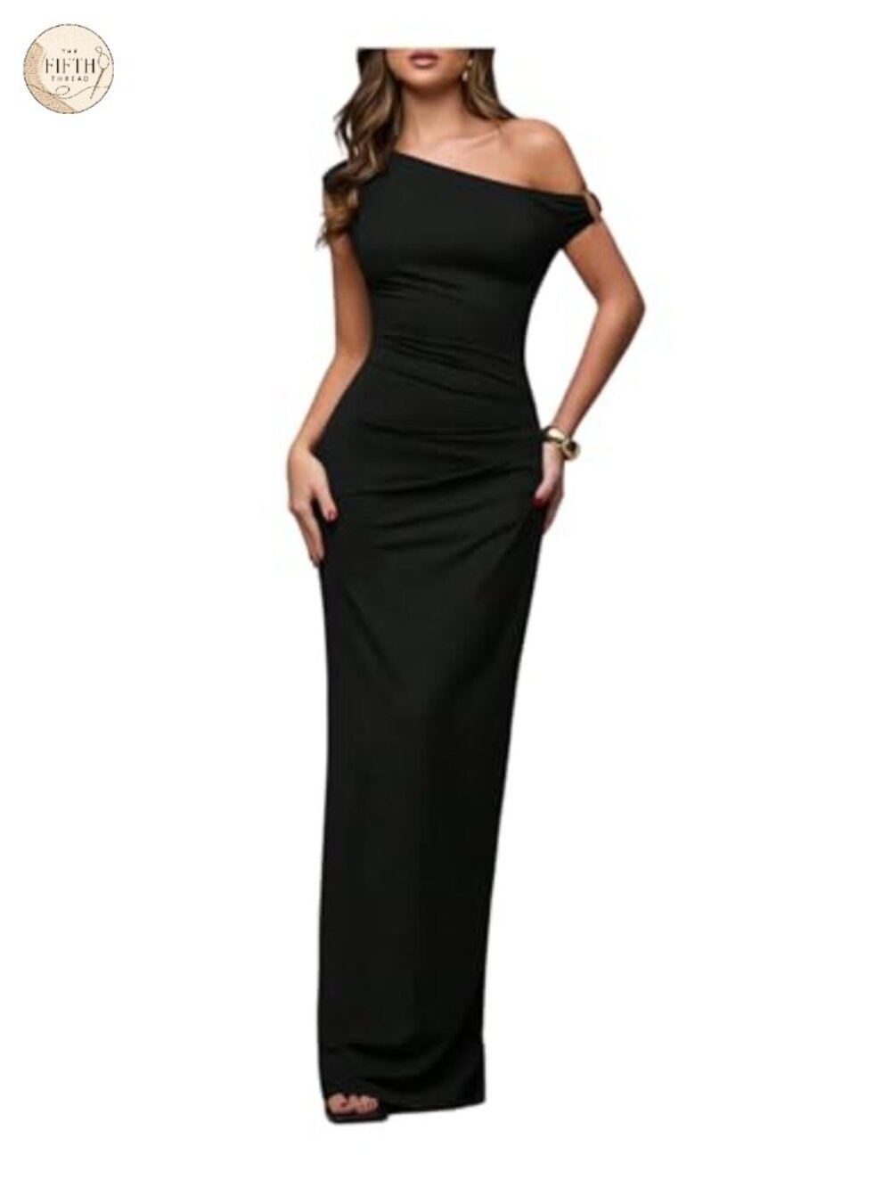 Off Shoulder Bodycon Maxi Formal Dress Sleeveless Ruched Wedding Guest